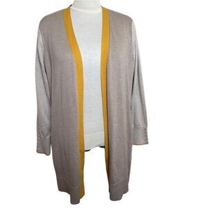 Christopher & Banks Size‎ XL Cardigan Lightweight Sweater Open Front Beige Gold